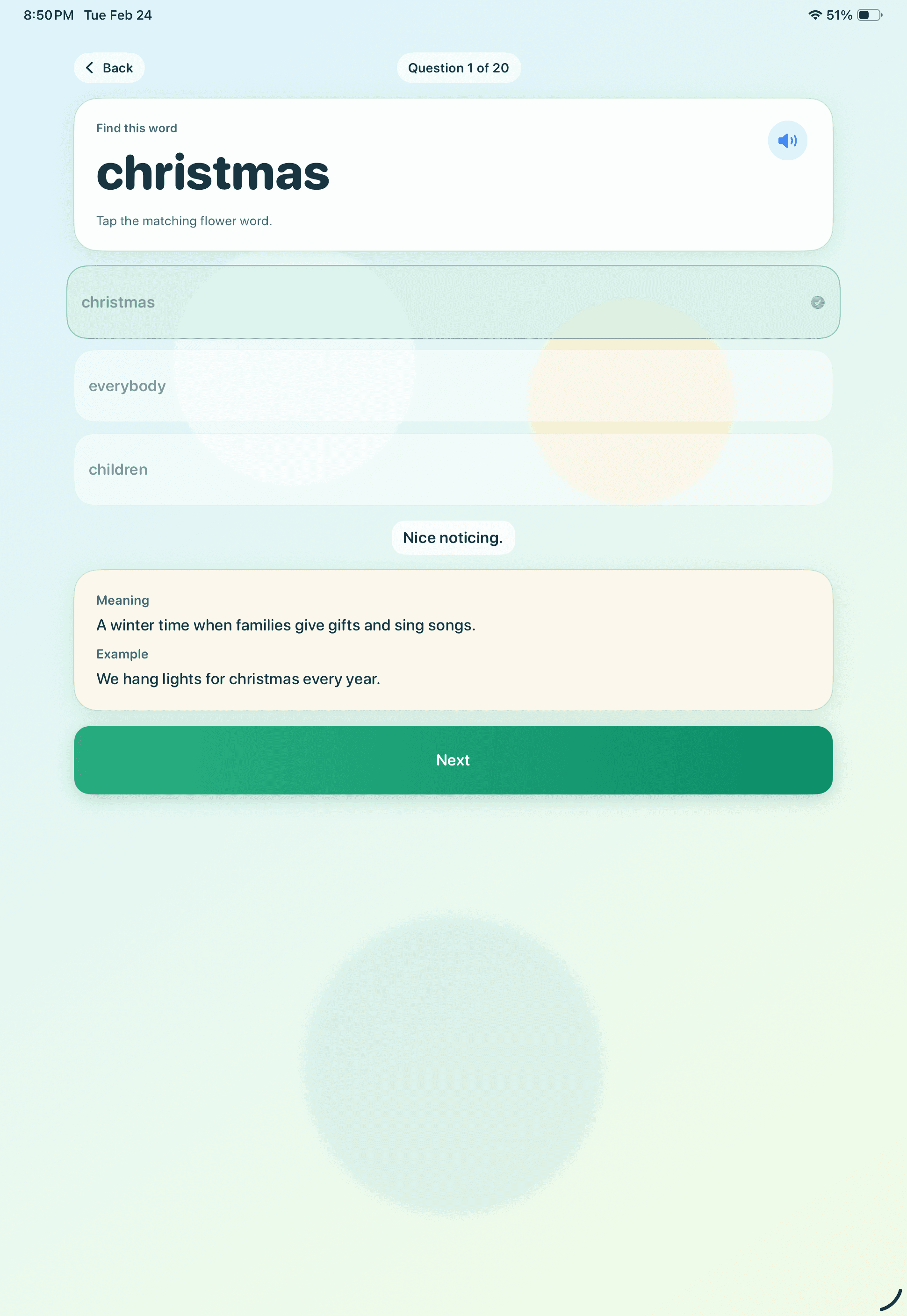 Find the Word view in WordGarden